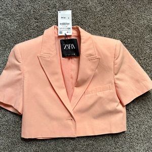 Crop jacket coral NEW with TAG Zara XS
